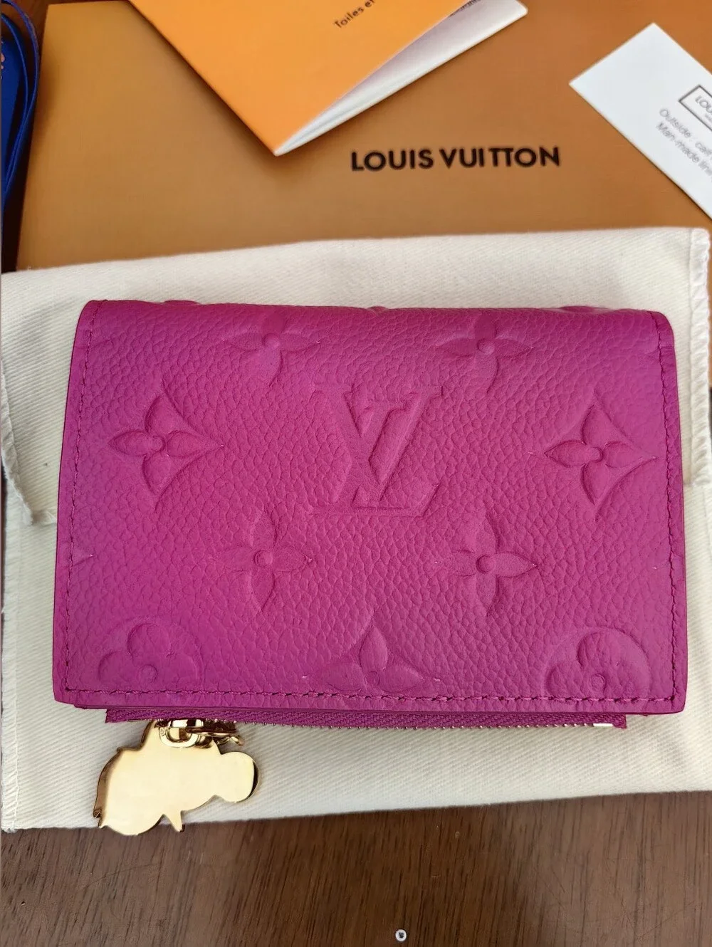 Louis Vuitton Pink Embossed Monogram Small Wallet with Gold Charm - Picture 4 of 15